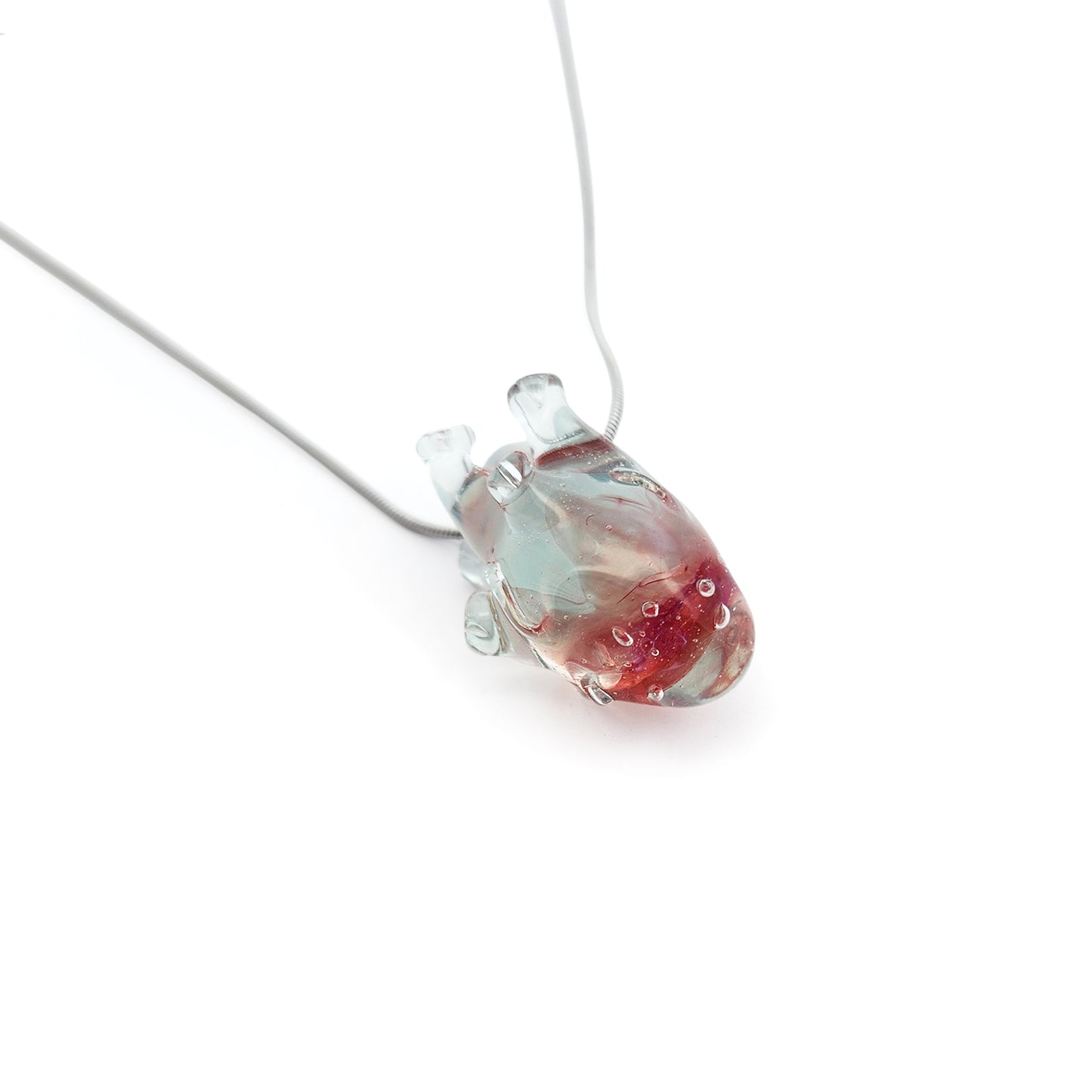 Blue & Red Glass Anatomical Heart Pendant