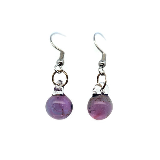 Purple Spherical Drop Earrings