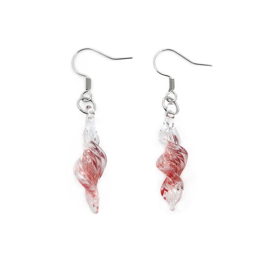 Pink Glass Spiral Earrings