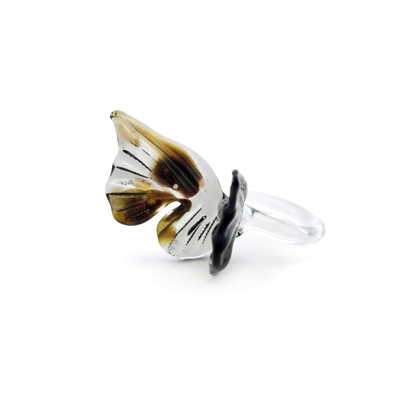 Clear & Black Glass Butterfly Ring
