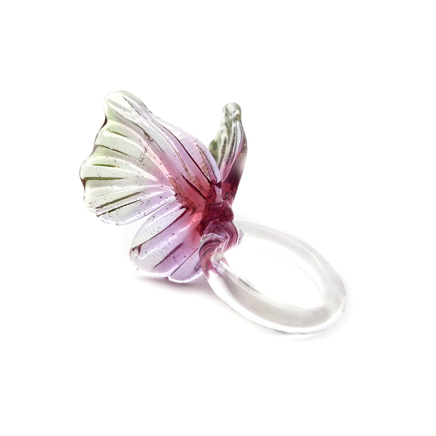 Pink Glass Butterfly Ring
