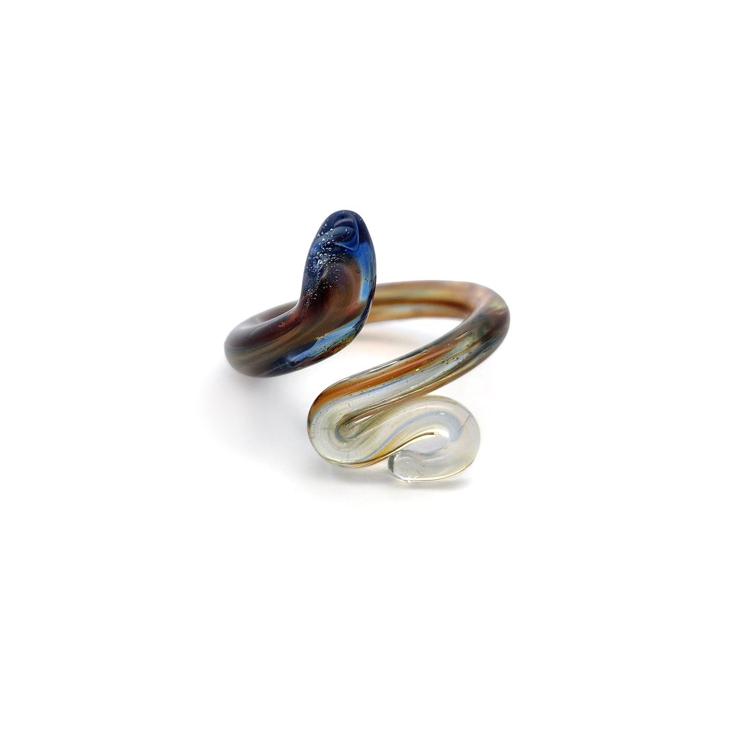 Blue Glass Snake Ring