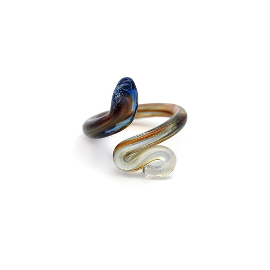 Blue Glass Snake Ring
