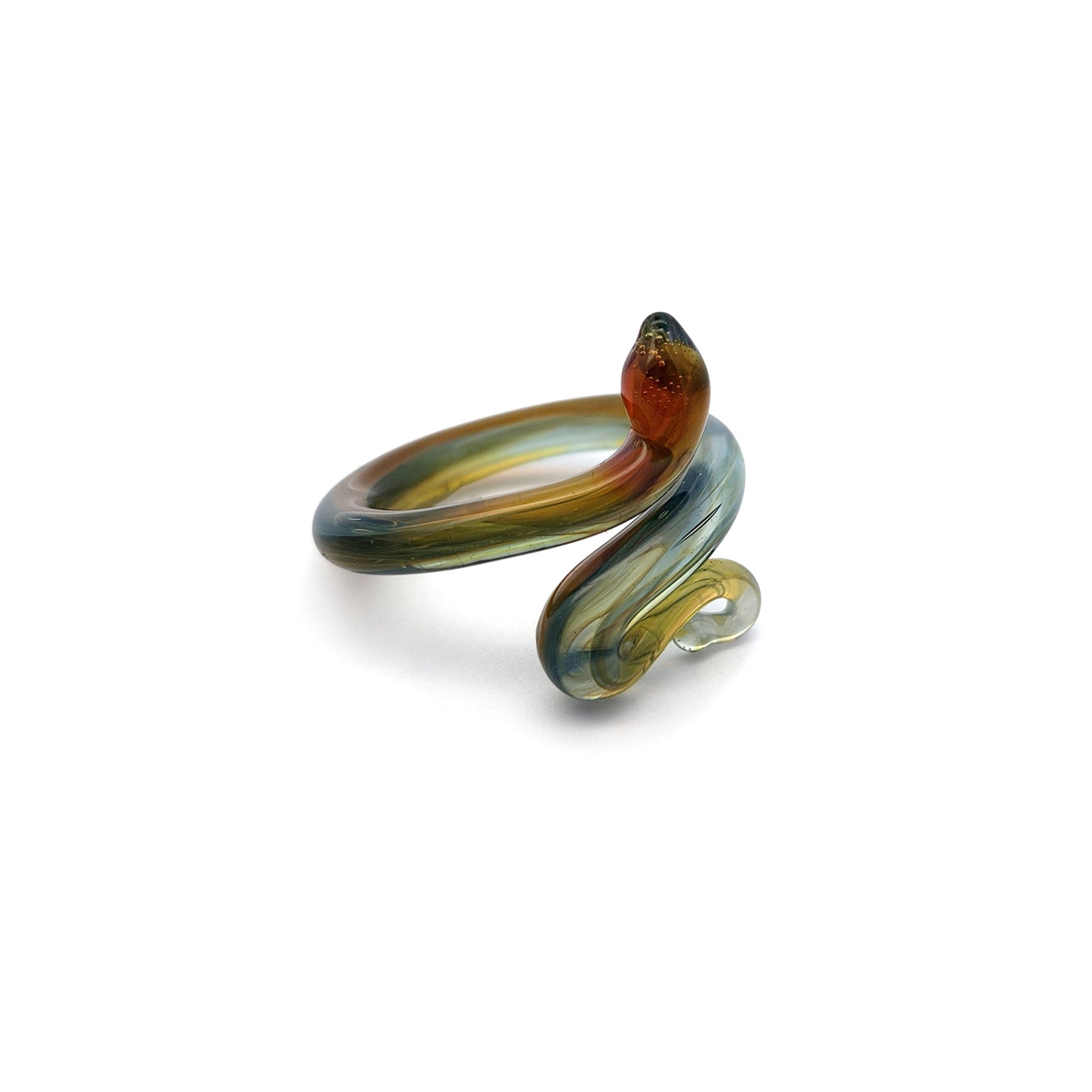 Red & Green Glass Snake Ring