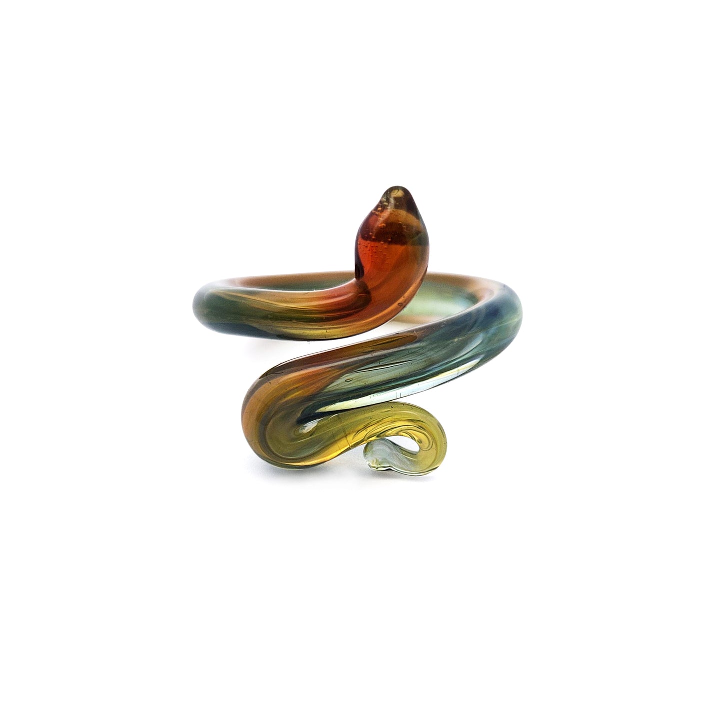 Red & Green Glass Snake Ring