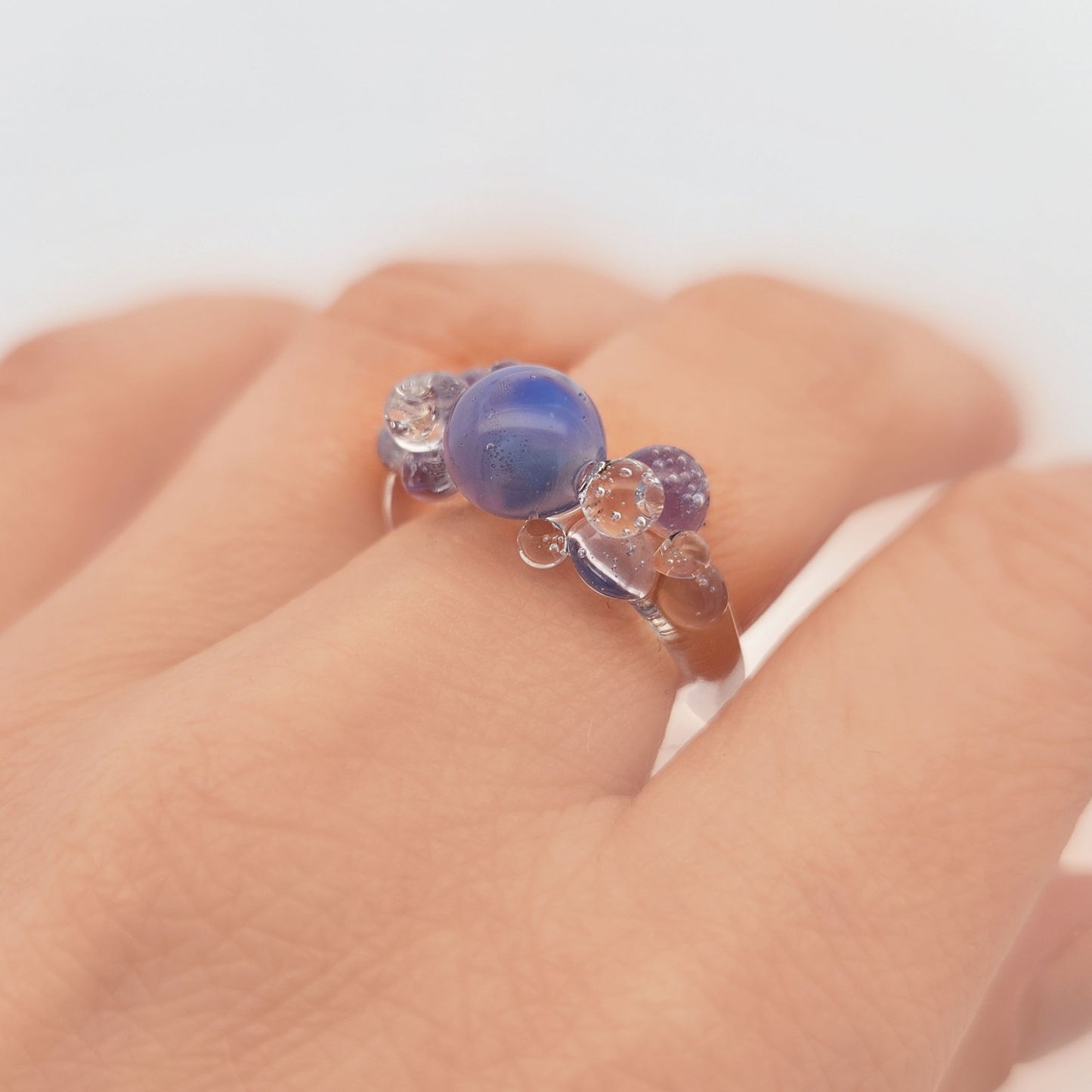 Purple Glass Raindrop Ring