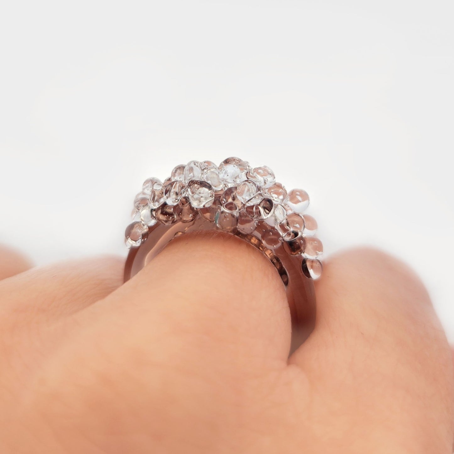 Purple Glass Dewdrop Ring