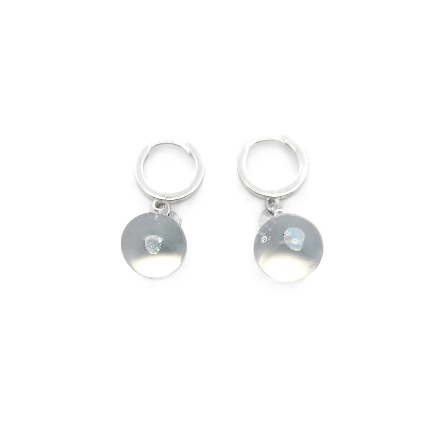 Glass Opal Sphere Hoop Earrings