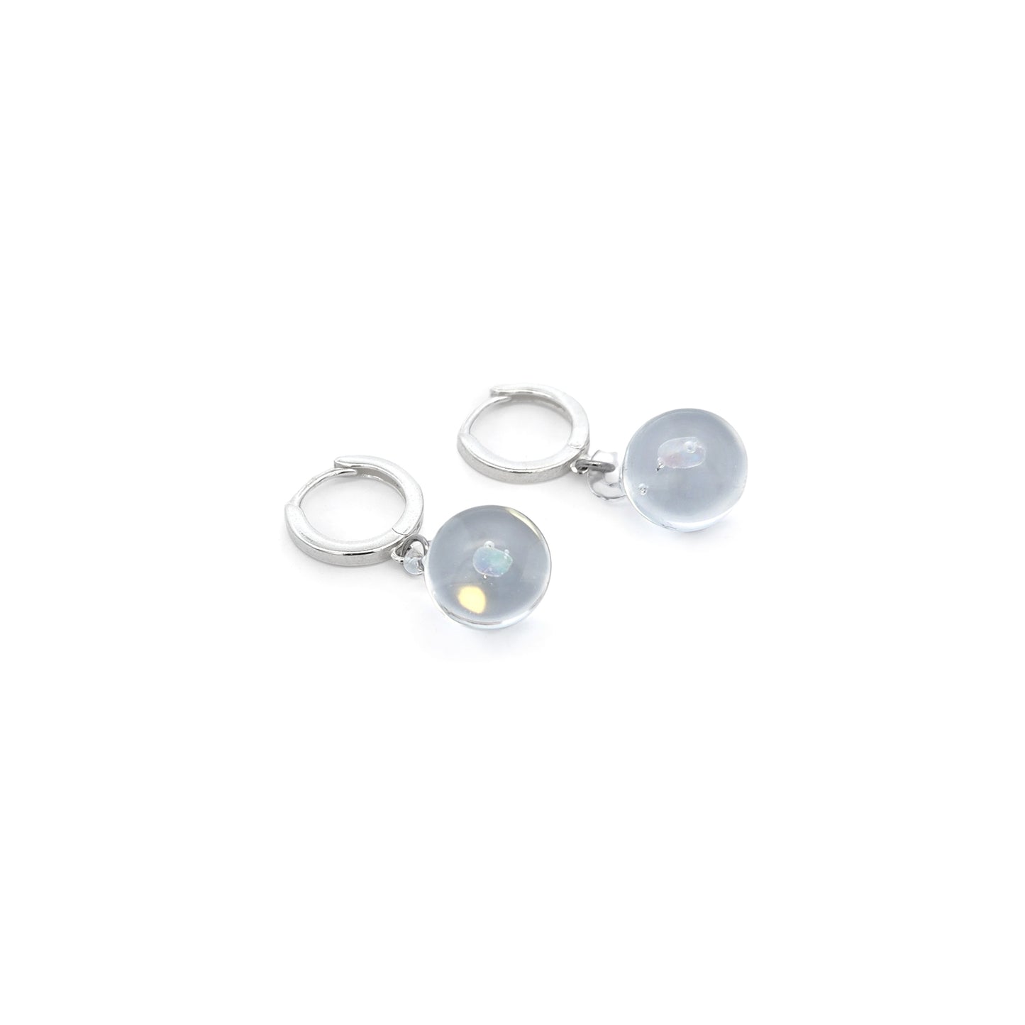Glass Opal Sphere Hoop Earrings
