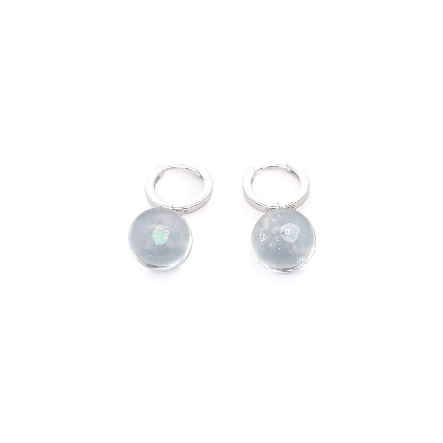 Glass Opal Sphere Hoop Earrings