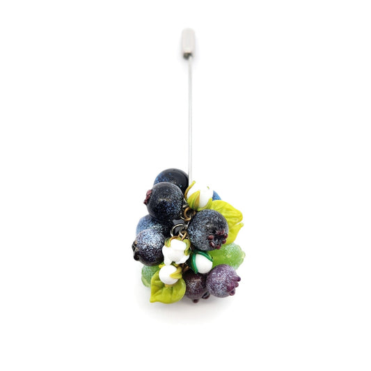 Glass Blueberry Cluster Pin