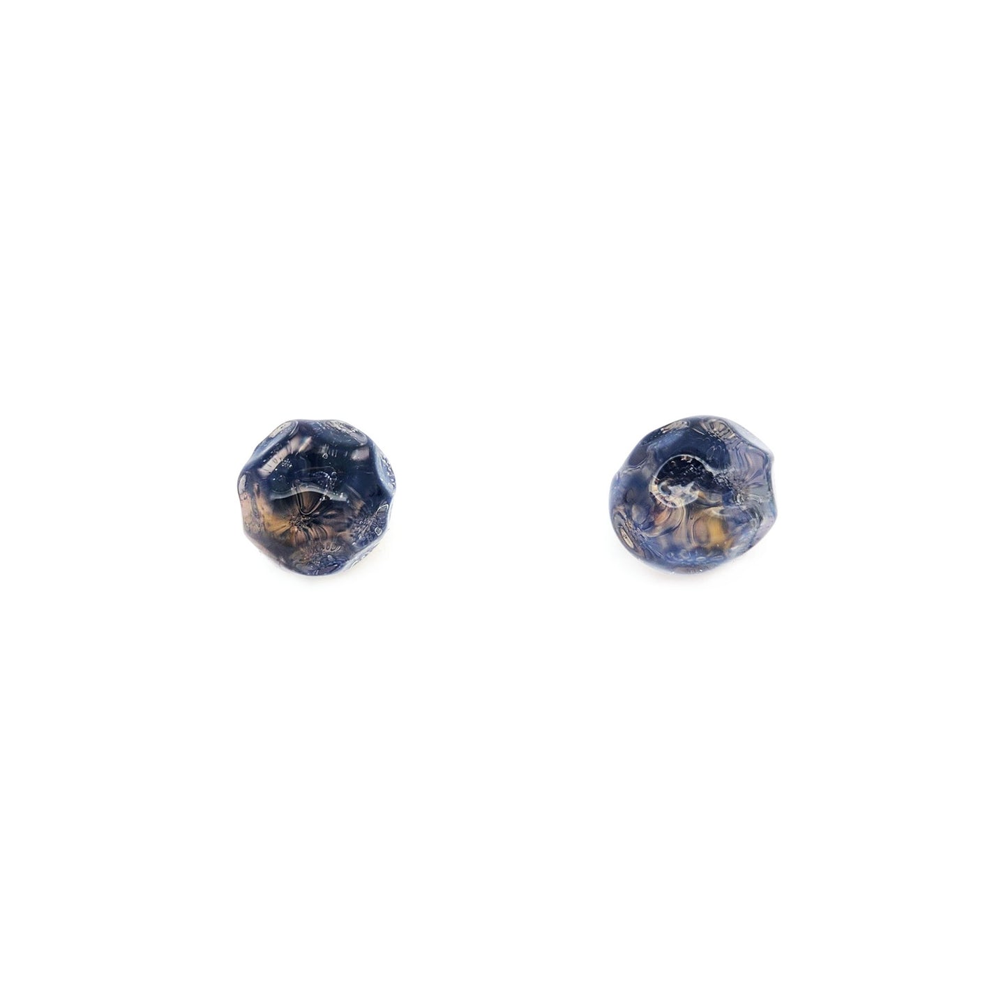 Blue Glass Button Earrings