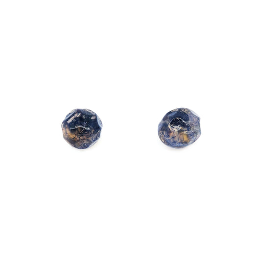 Blue Glass Button Earrings