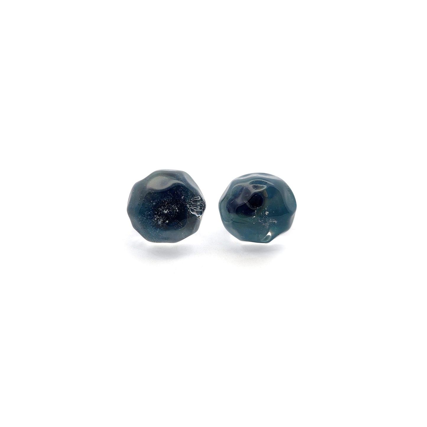 Teal Glass Button Earrings