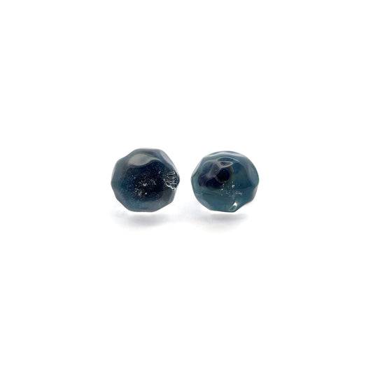 Teal Glass Button Earrings