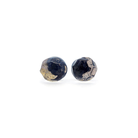 Blue Glass Button Earrings