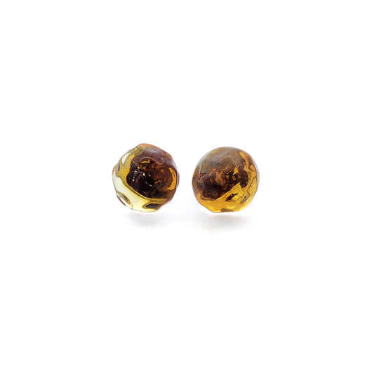Yellow Glass Button Earrings