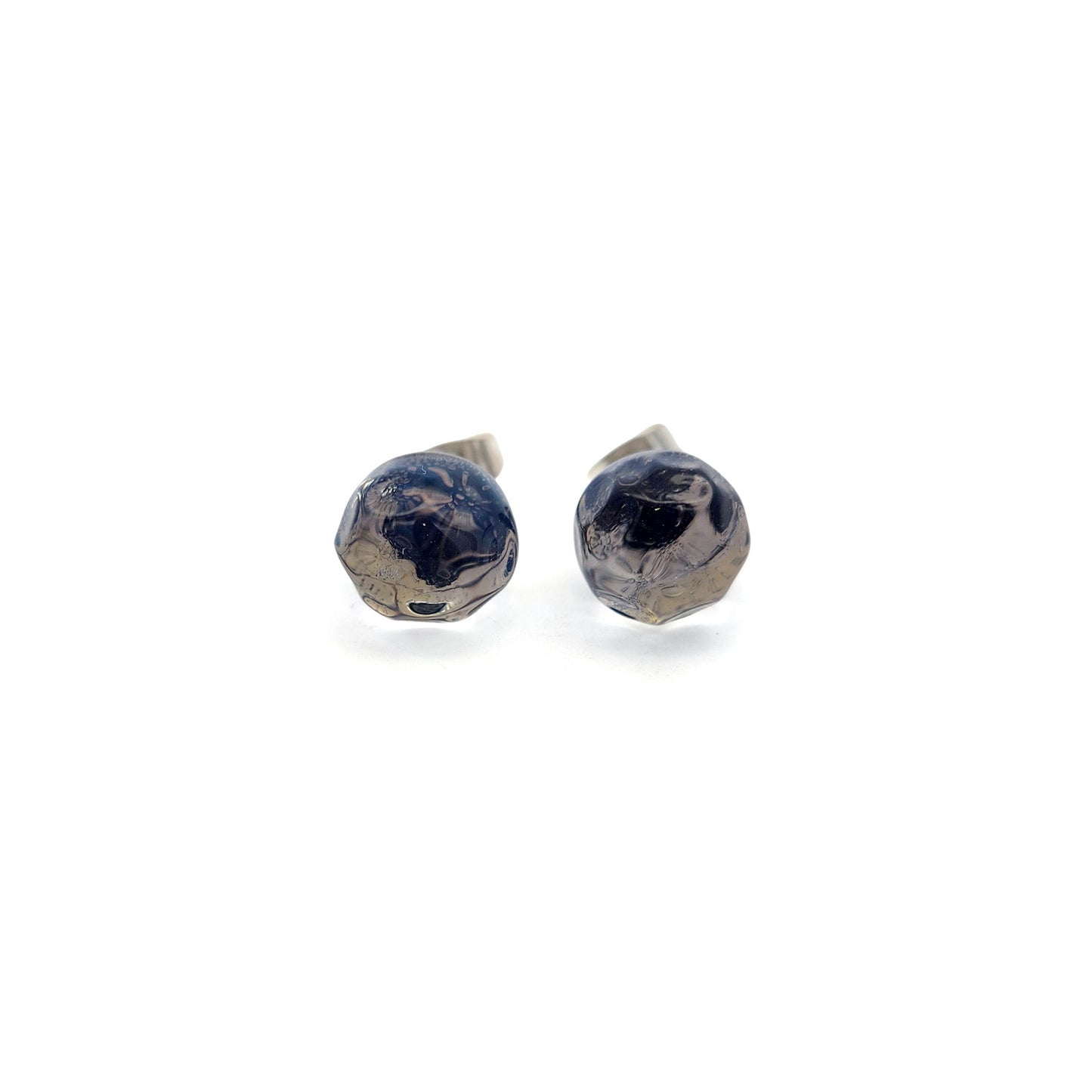 Blue Glass Button Earrings