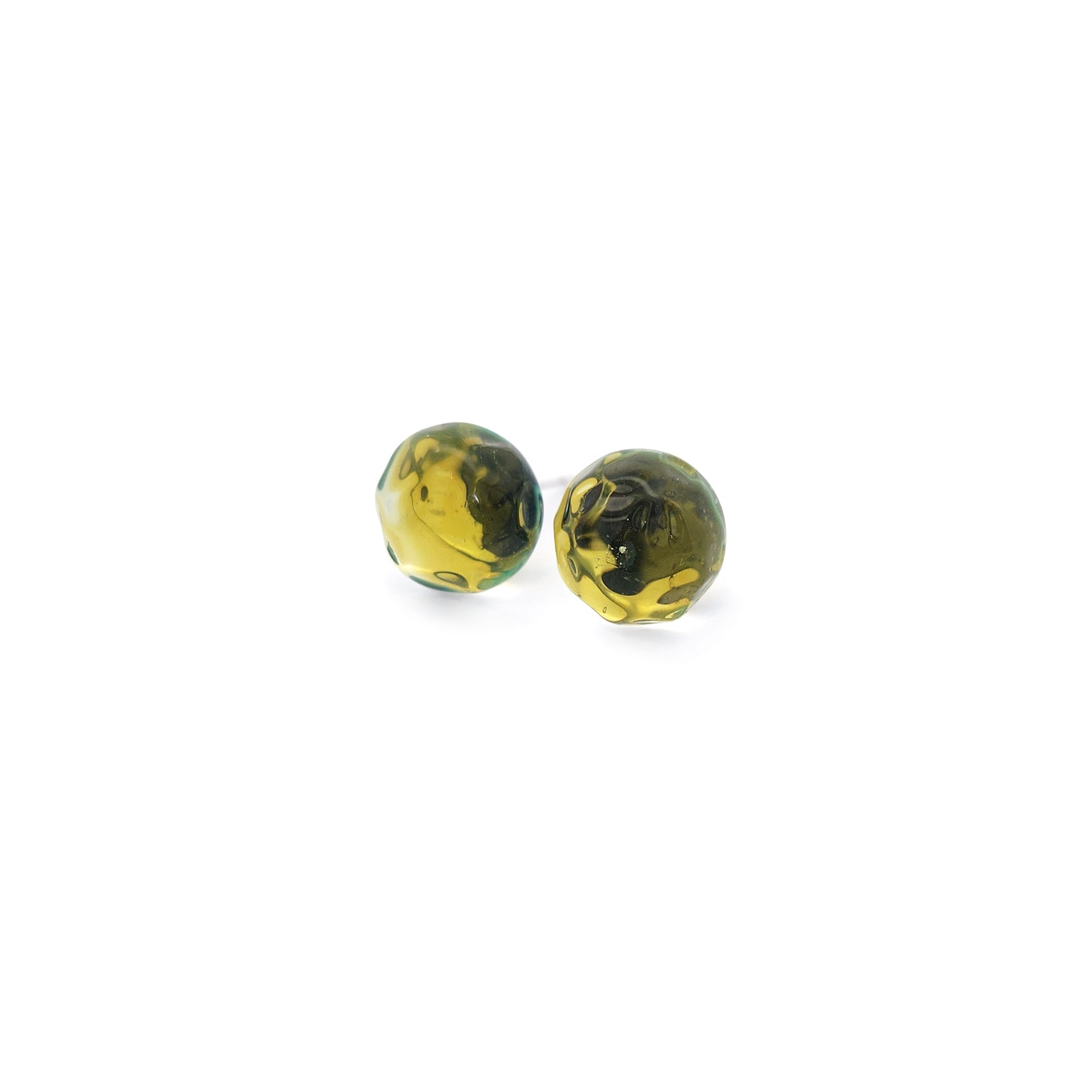 Green Glass Button Earrings