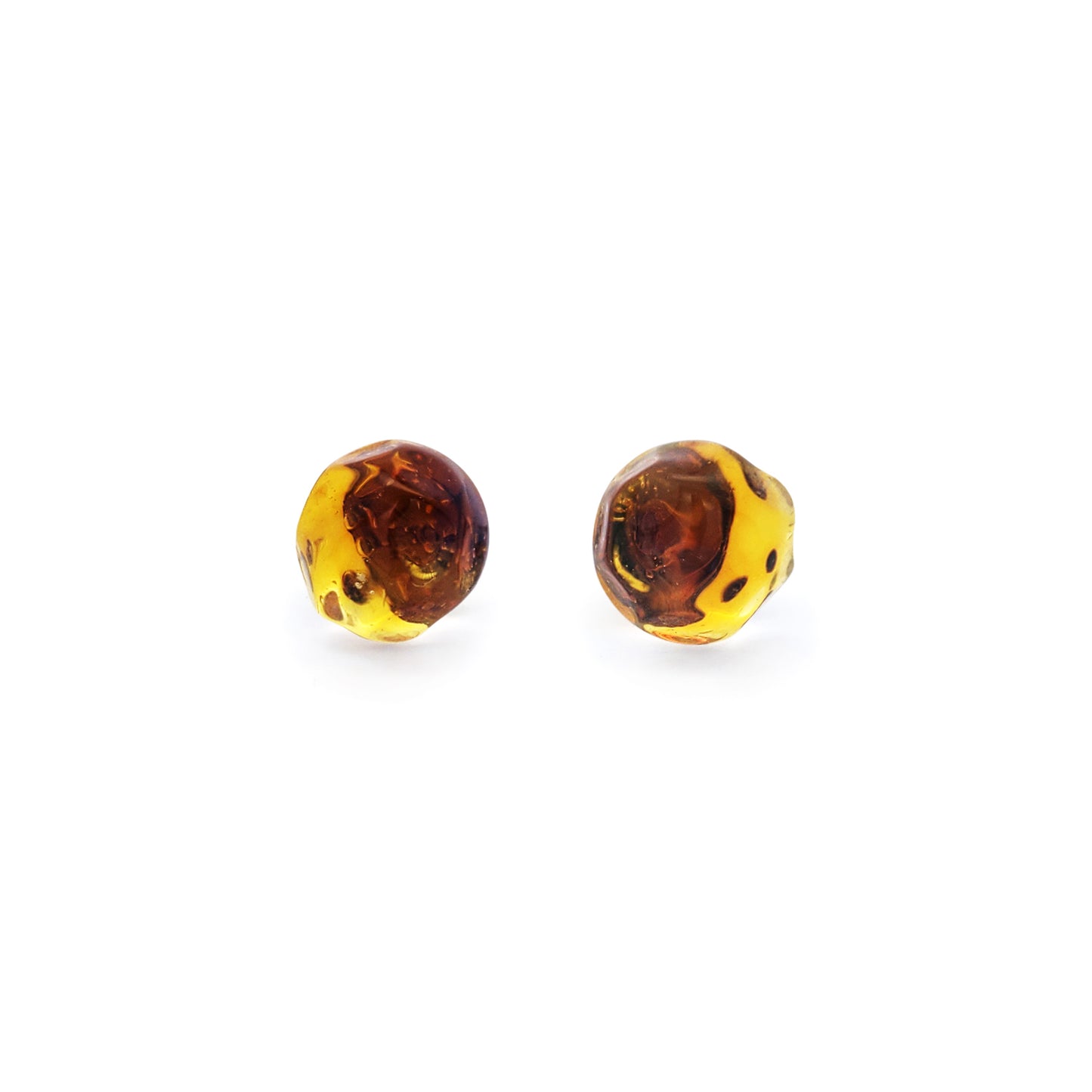 Yellow Glass Button Earrings