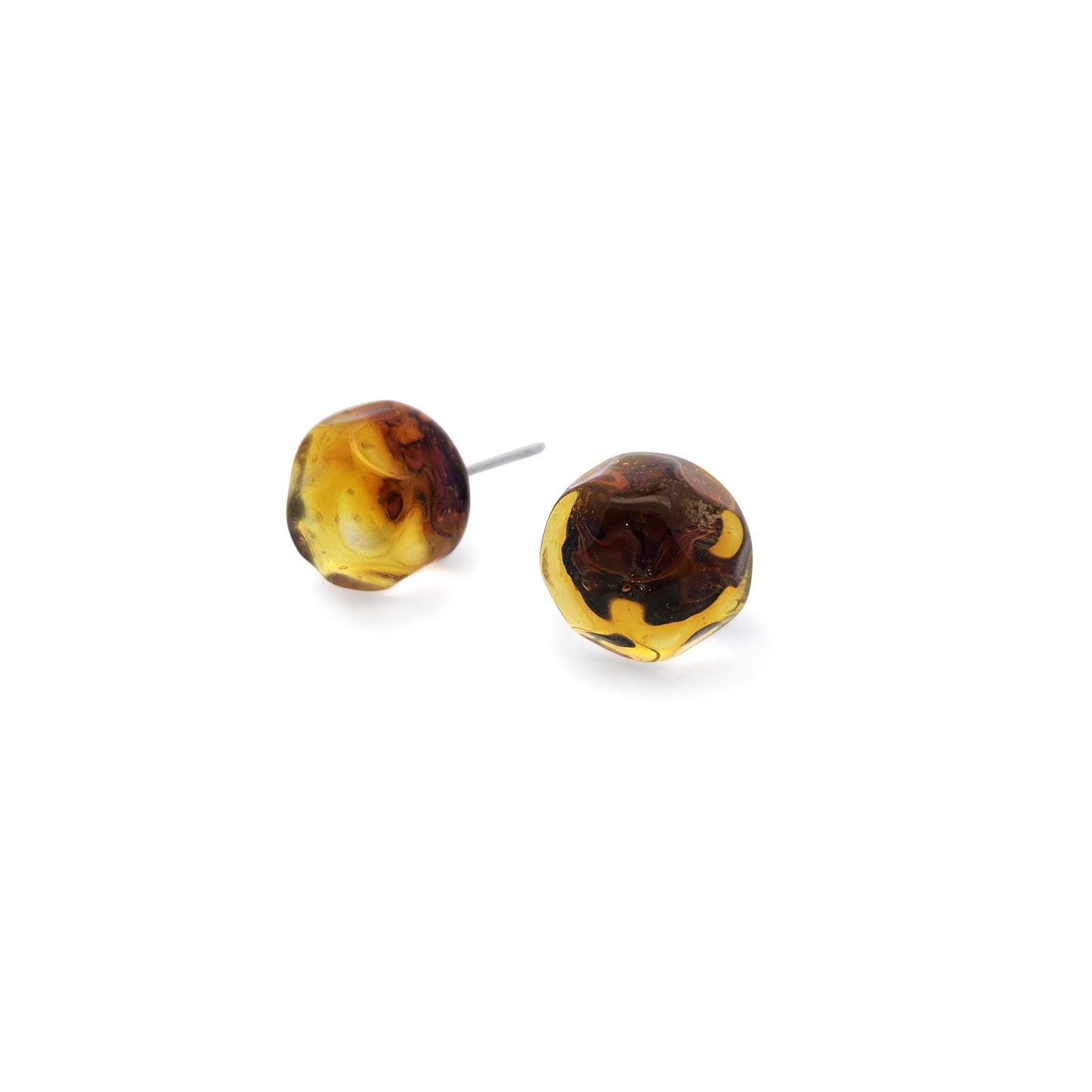 Yellow Glass Button Earrings