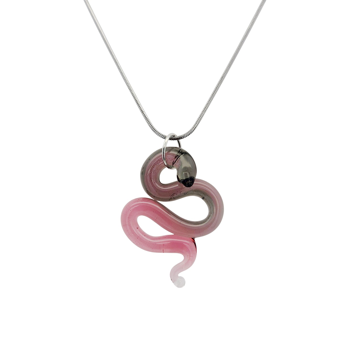 Brown & Rose Glass Snake Pendant