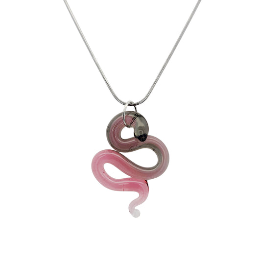 Brown & Rose Glass Snake Pendant