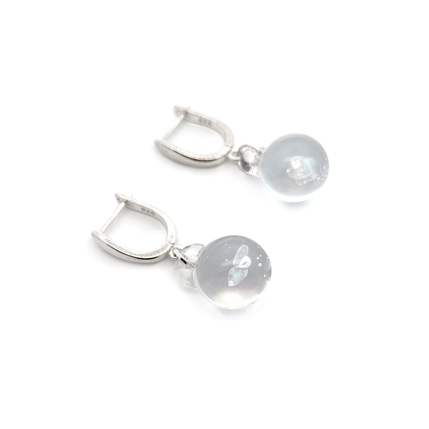 Glass Opal Sphere Drop Earrings