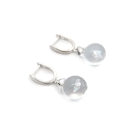 Glass Opal Sphere Drop Earrings