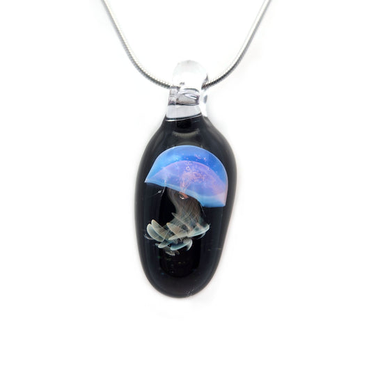 Black Glass Jellyfish Pendant