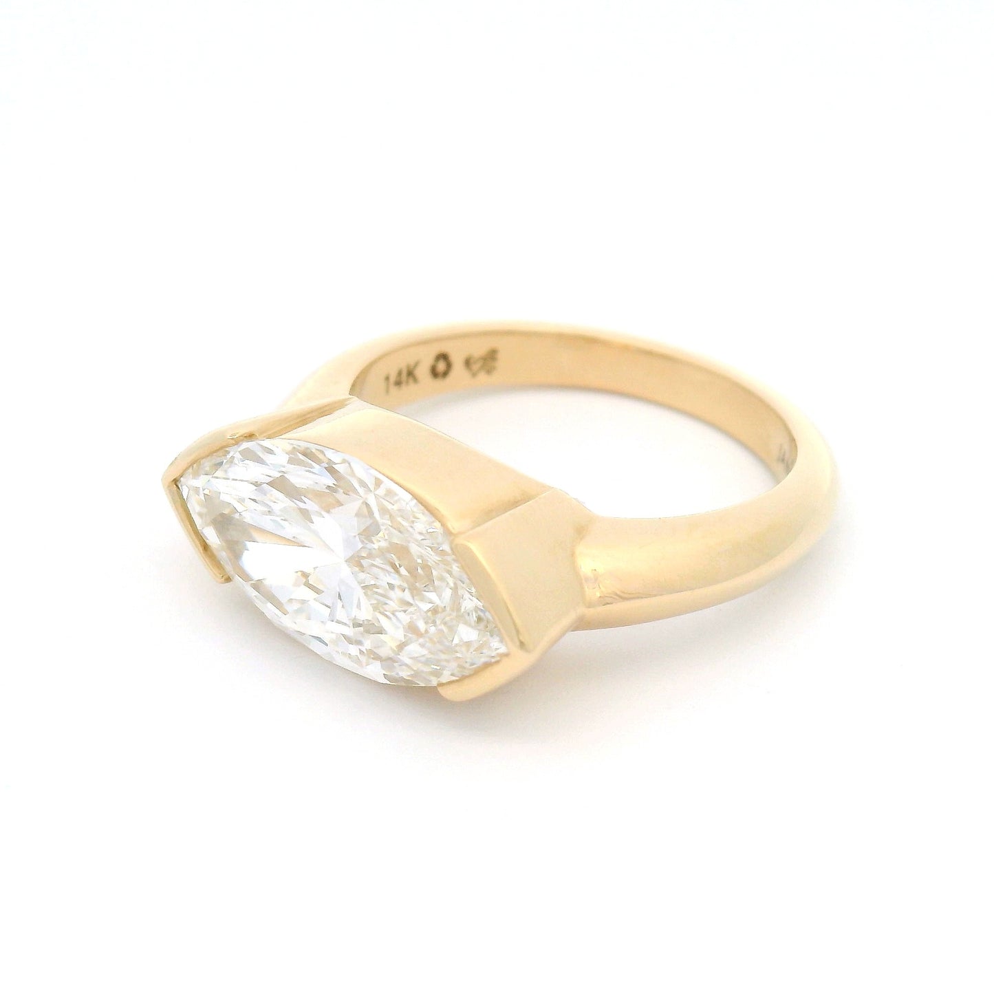 14k Yellow Solitaire with 3.1ct Lab-Grown Marquise Diamond