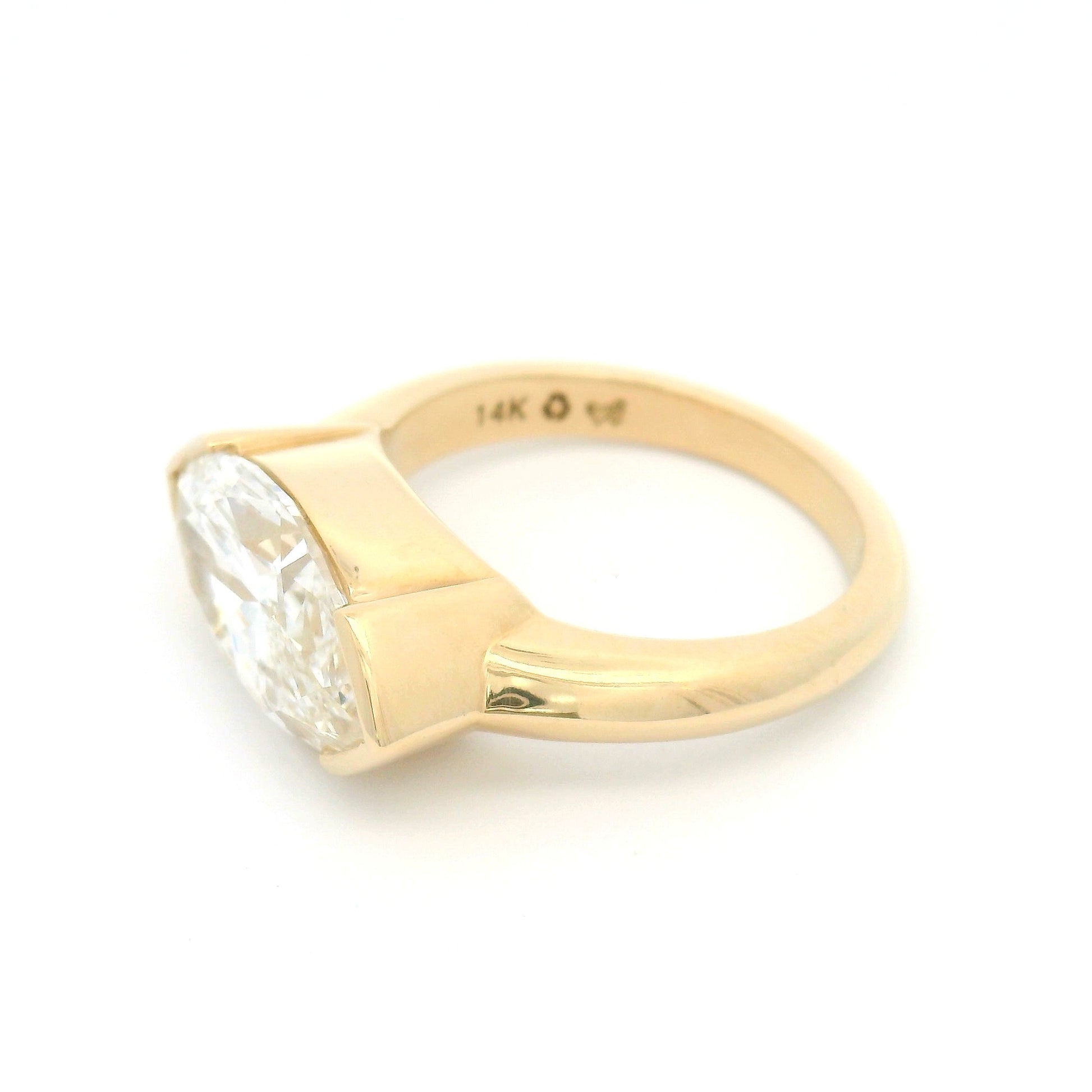 14k Yellow Solitaire with 3.1ct Lab-Grown Marquise Diamond