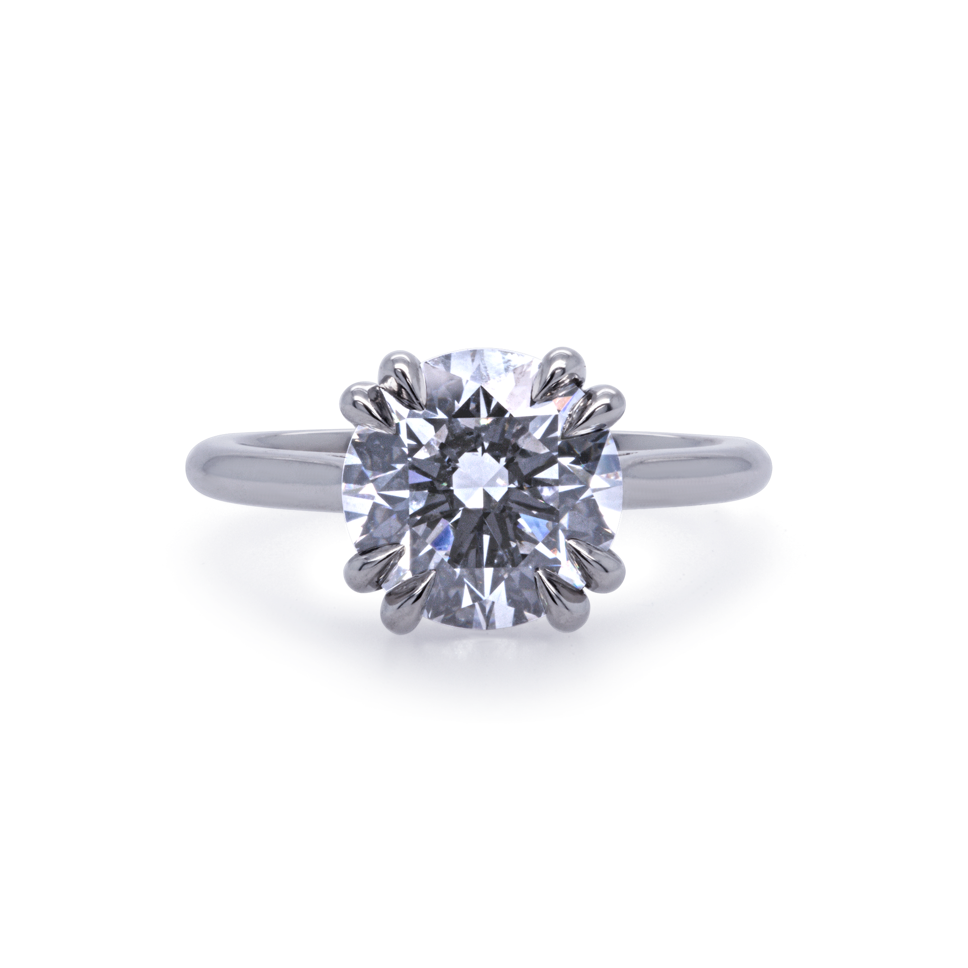 Platinum Solitaire with 3ct Lab-Grown Round Brilliant Cut Diamond and Hidden Accent Lab Diamonds