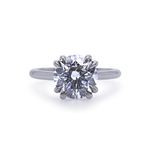 Platinum Solitaire with 3ct Lab-Grown Round Brilliant Cut Diamond and Hidden Accent Lab Diamonds