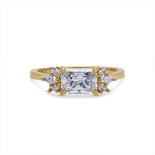 14k Yellow Engagement Ring with 1.02ct Radiant-Cut Lab-Grown Diamond and Accent Diamonds