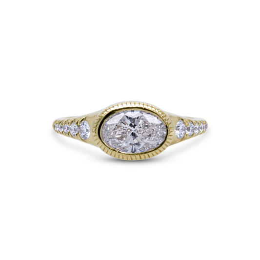 14k Yellow Engagement Ring with 1.05ct Lab-Grown Diamond and Accent Lab-Grown Diamonds