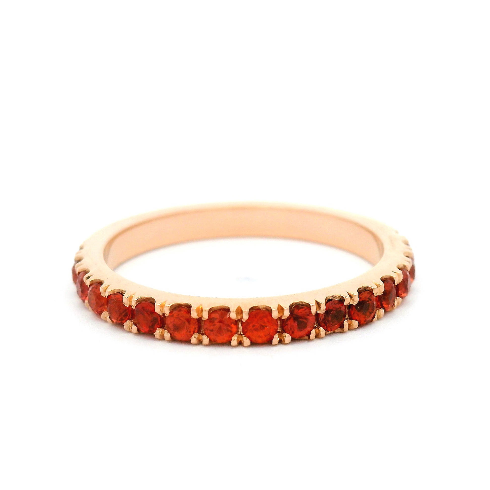 14k Rose Gold Half Eternity with 0.68cts Round Orange Sapphires