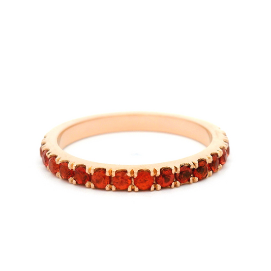14k Rose Gold Half Eternity with 0.68cts Round Orange Sapphires