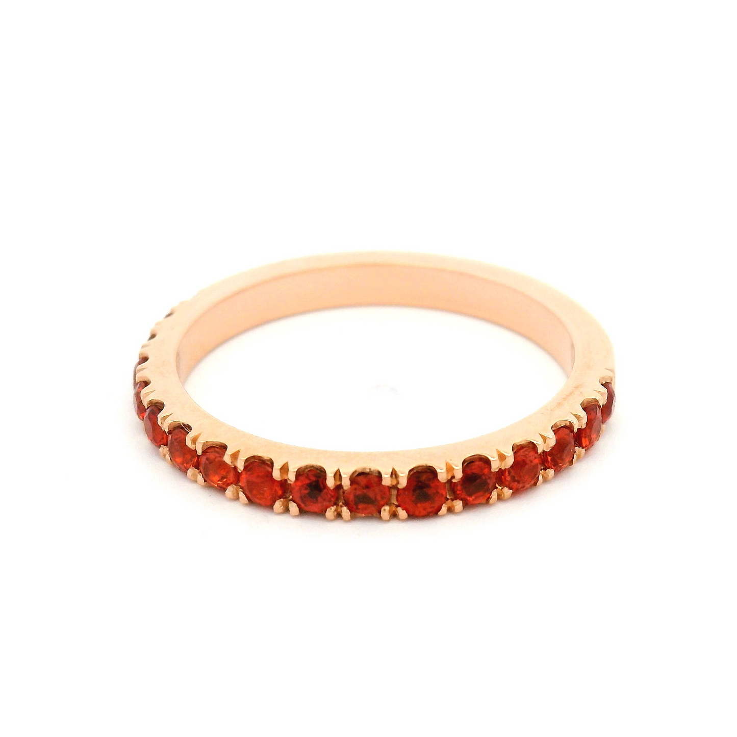 14k Rose Gold Half Eternity with 0.68cts Round Orange Sapphires