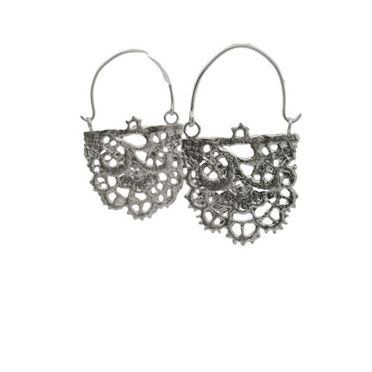 Silver Floral Lace Earrings
