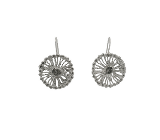 Silver Round Lace Earrings