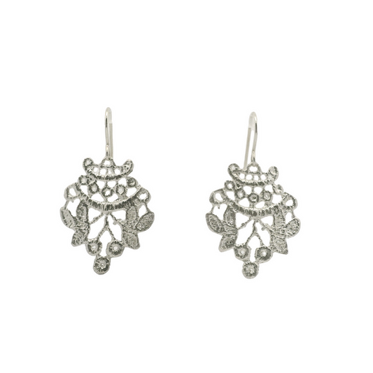 Silver Chantilly Lace Drop Earrings