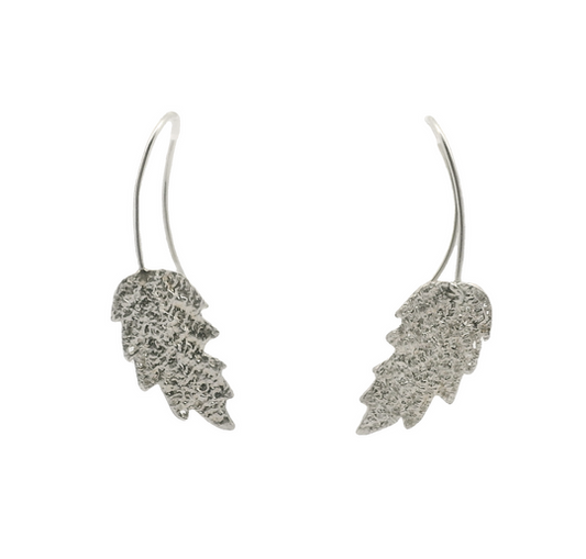 Silver Lace Leaf Earrings