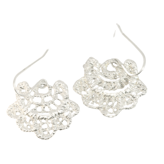 Silver Lace Drop Earrings