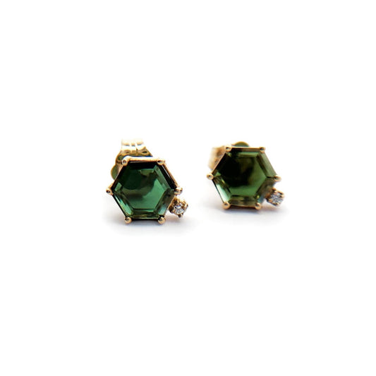 Emerald Hexagon Studs