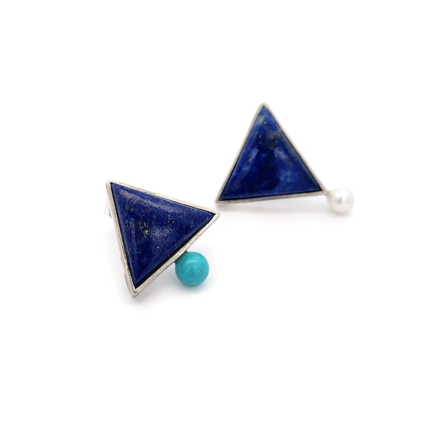 Asymmetric Lapis Lazuli & Turquoise Studs