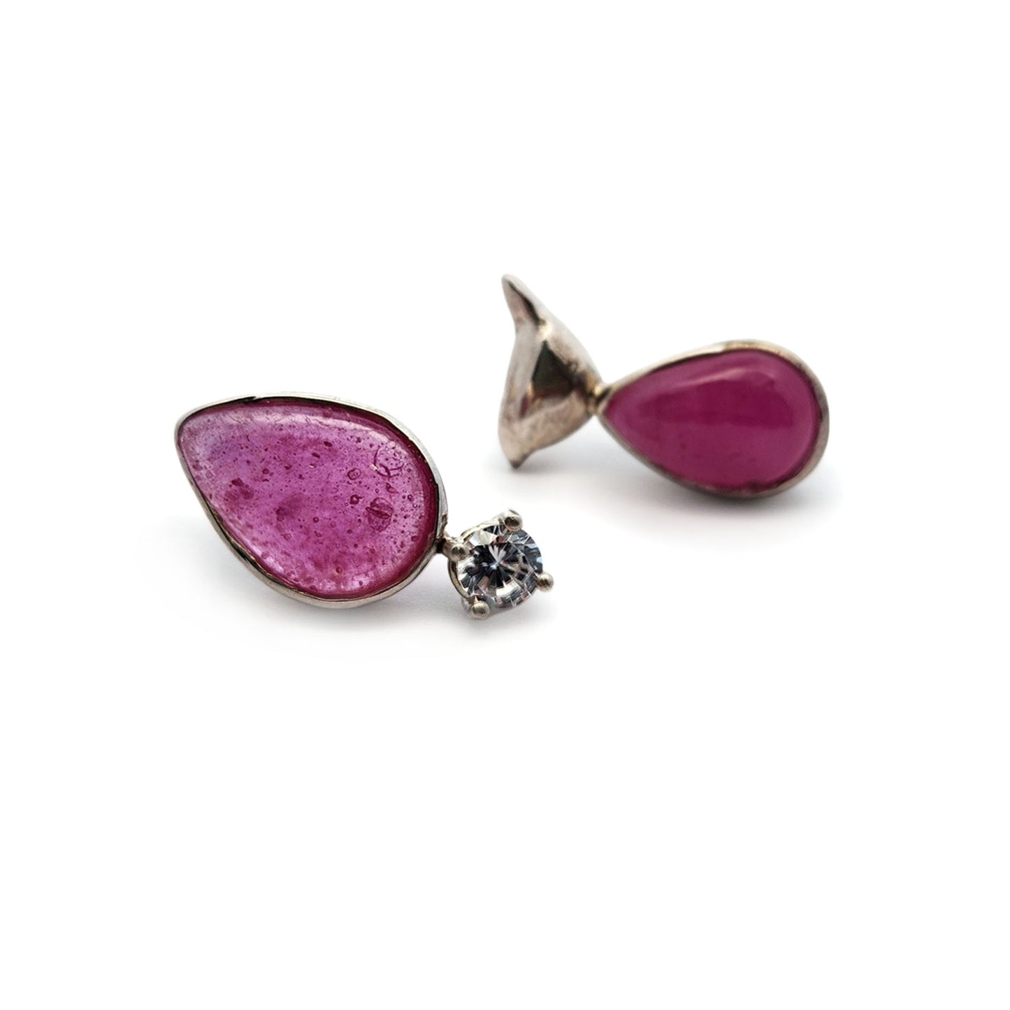 Asymmetric Ruby & Bird Studs