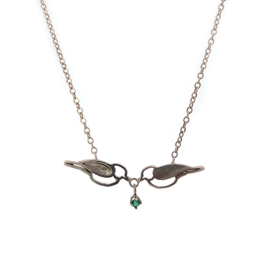Sterling Silver Emerald Bird Necklace