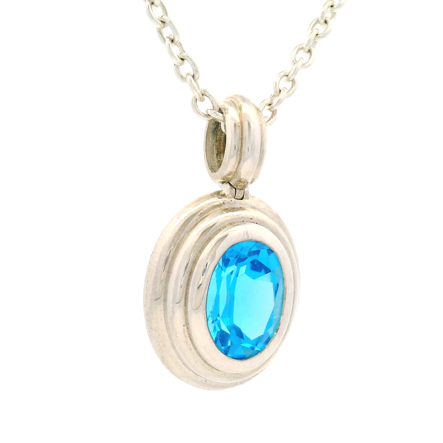 Silver Blue Topaz Pendant Necklace