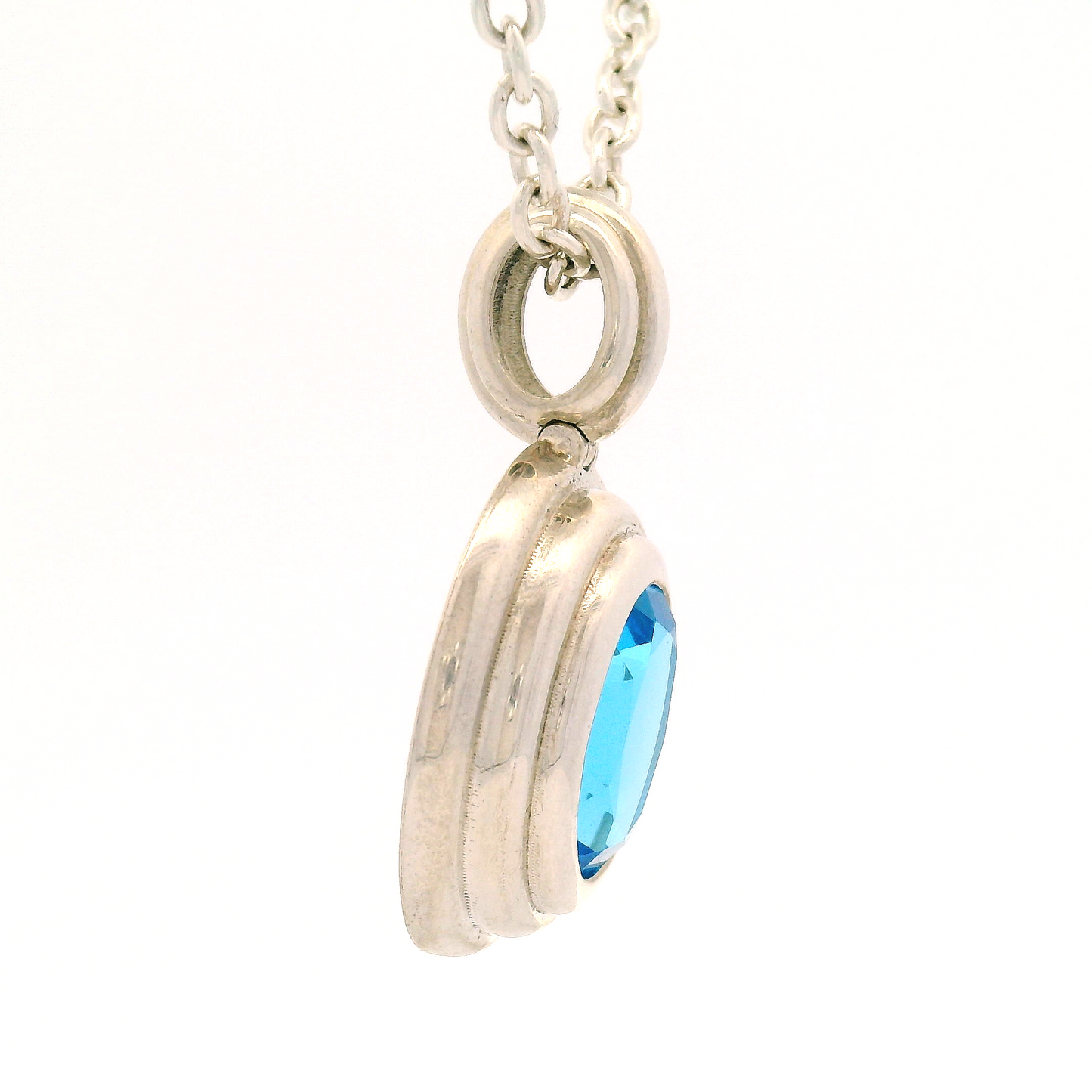 Silver Blue Topaz Pendant Necklace
